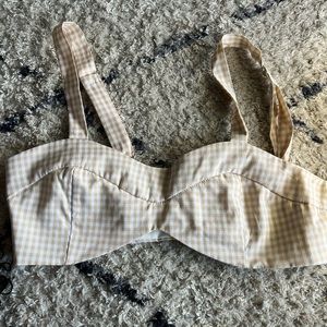 Gingham style bandou/tank top never worn